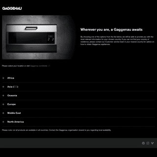 Select your country | Gaggenau