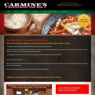 Best Italian Restaurant in Woodbury, MN  55125 651-730-4500 | Carmines