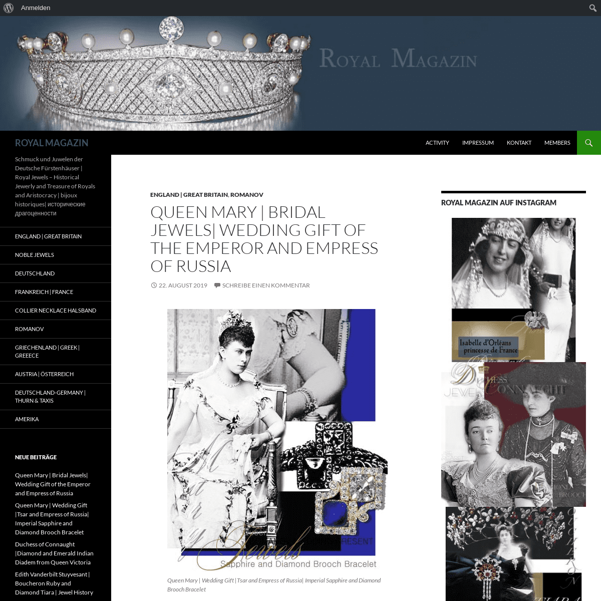 ROYAL MAGAZIN | Schmuck und Juwelen der Deutsche Fürstenhäuser | Royal Jewels – Historical Jewerly and Treasure of Royals and Ar