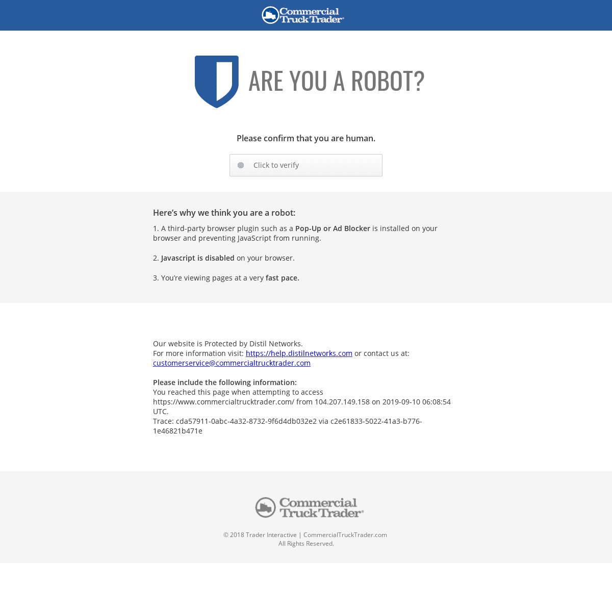 Bot Blocking Landing Page