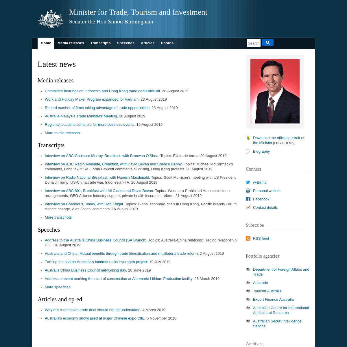 A complete backup of trademinister.gov.au