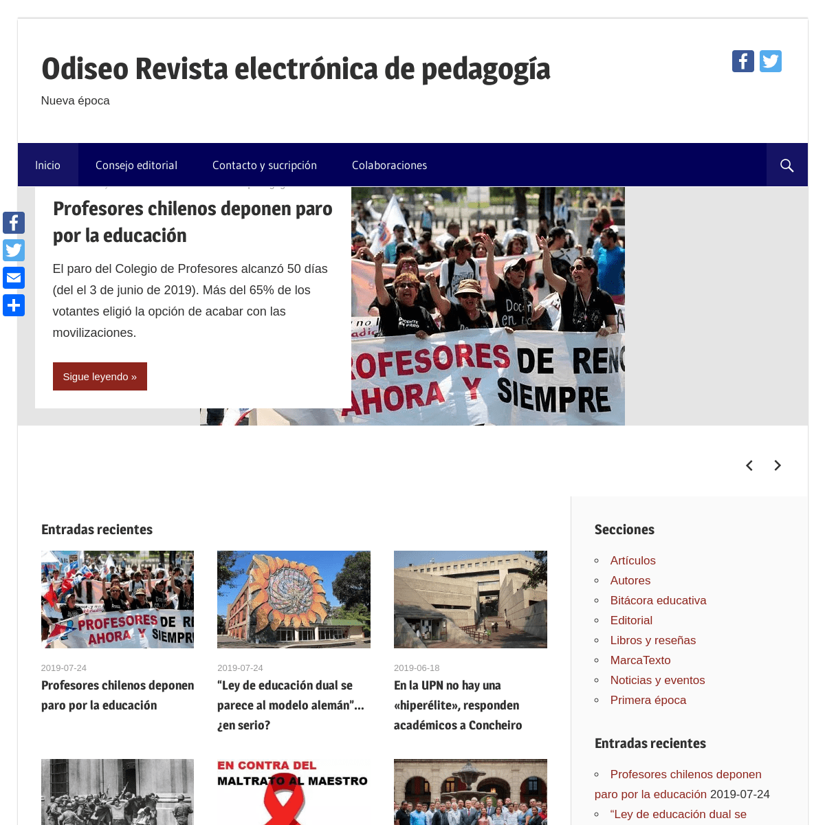 Odiseo Revista electrónica de pedagogía – Nueva época