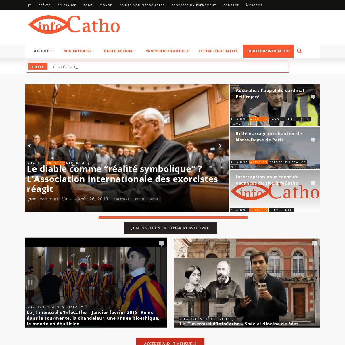 InfoCatho.fr Une revue de presse du monde catholique français, francophone et universel.