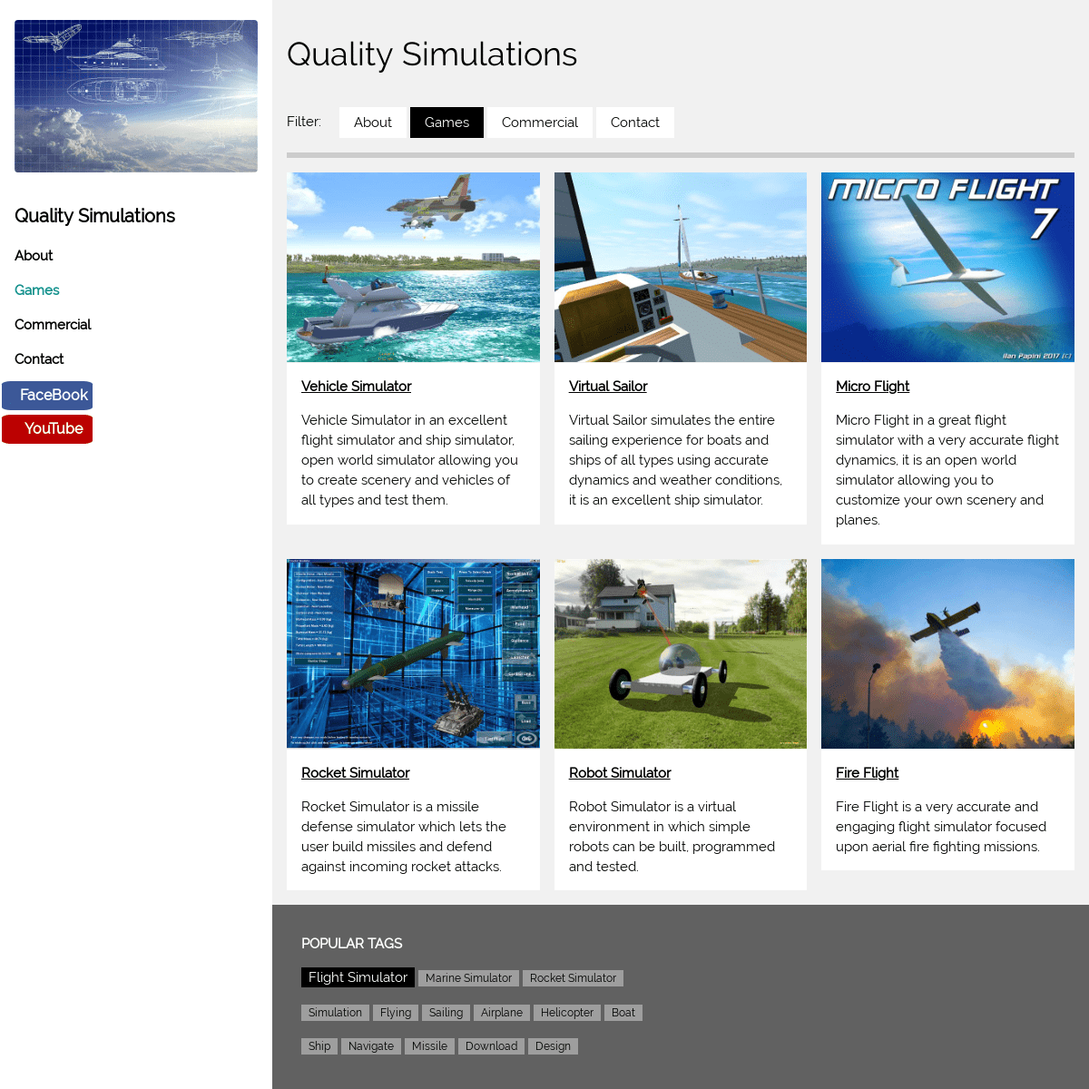 Quality Simulations - great simulations for flight, sailing, robots, rockets and vehicles.