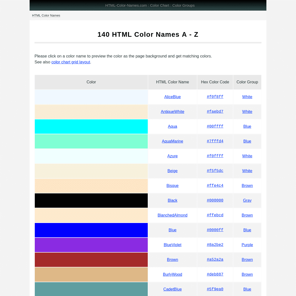 140 HTML Color Names - html-color-names.com