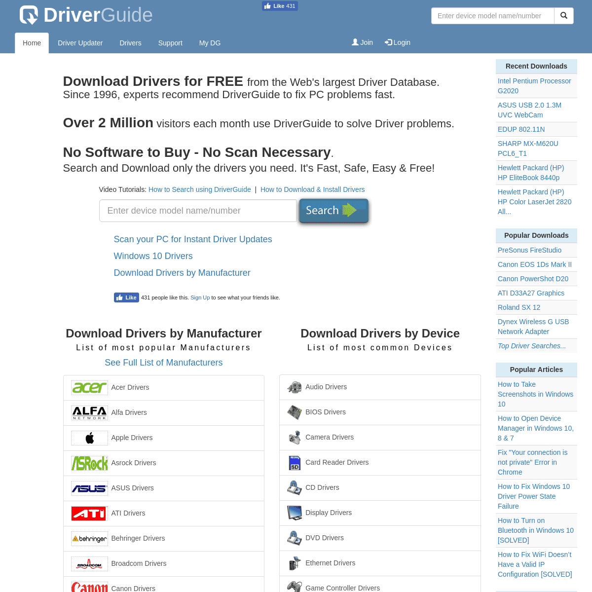 A complete backup of driverguide.com