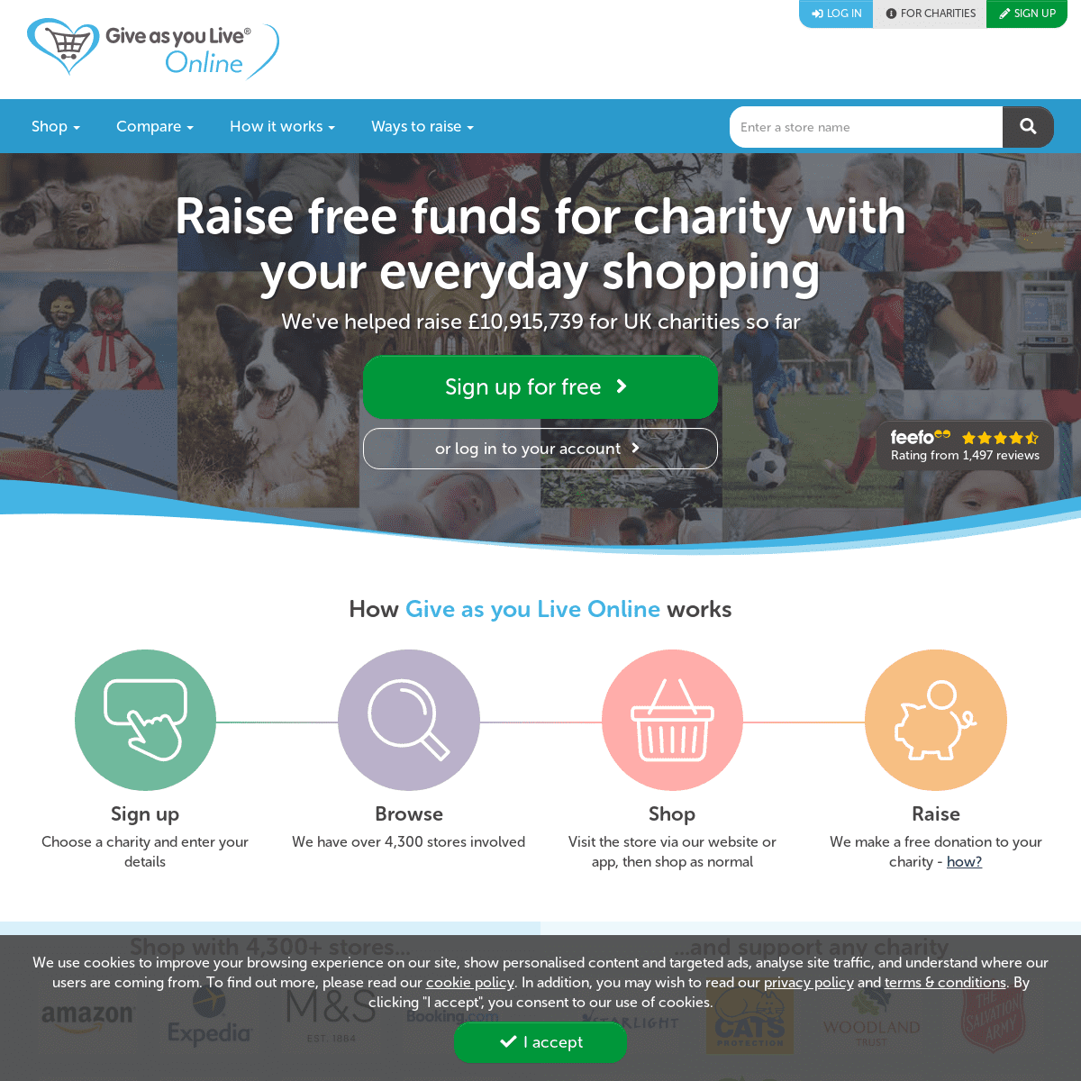 Raise free funds for charity | Give as you Live Online