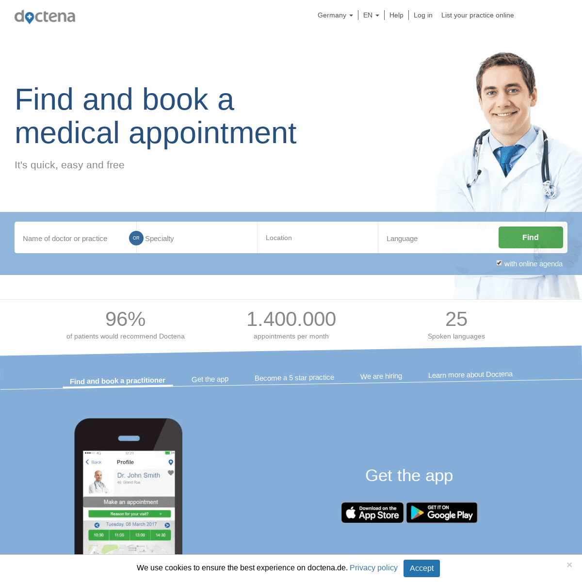 Doctena : book online with doctors, dentists or practitioners - Germany