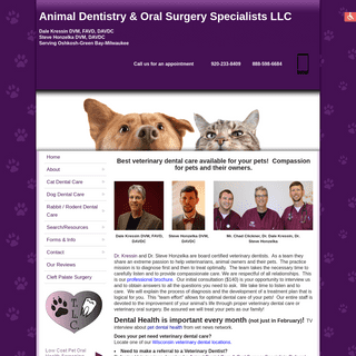 Animal Dentistry and Oral Surgery Specialists - Serving Oshkosh, Green Bay, Glendale, Greenfield and the greater Milwaukee and W