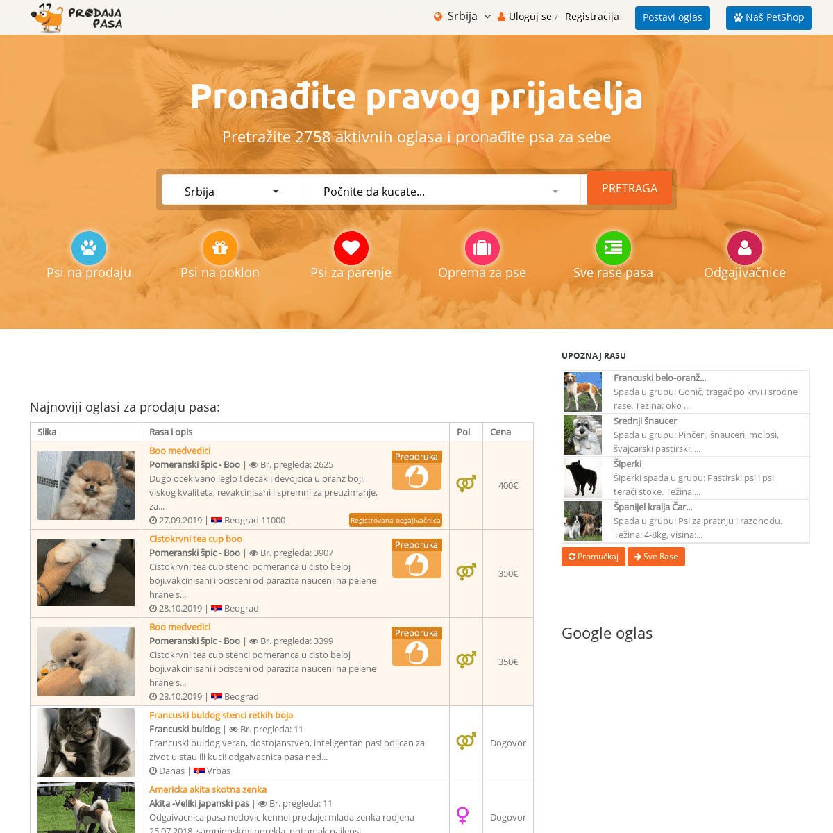 A complete backup of prodajapasa.com