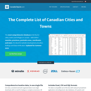 List of all Canadian cities (Excel, SQL & CSV download)