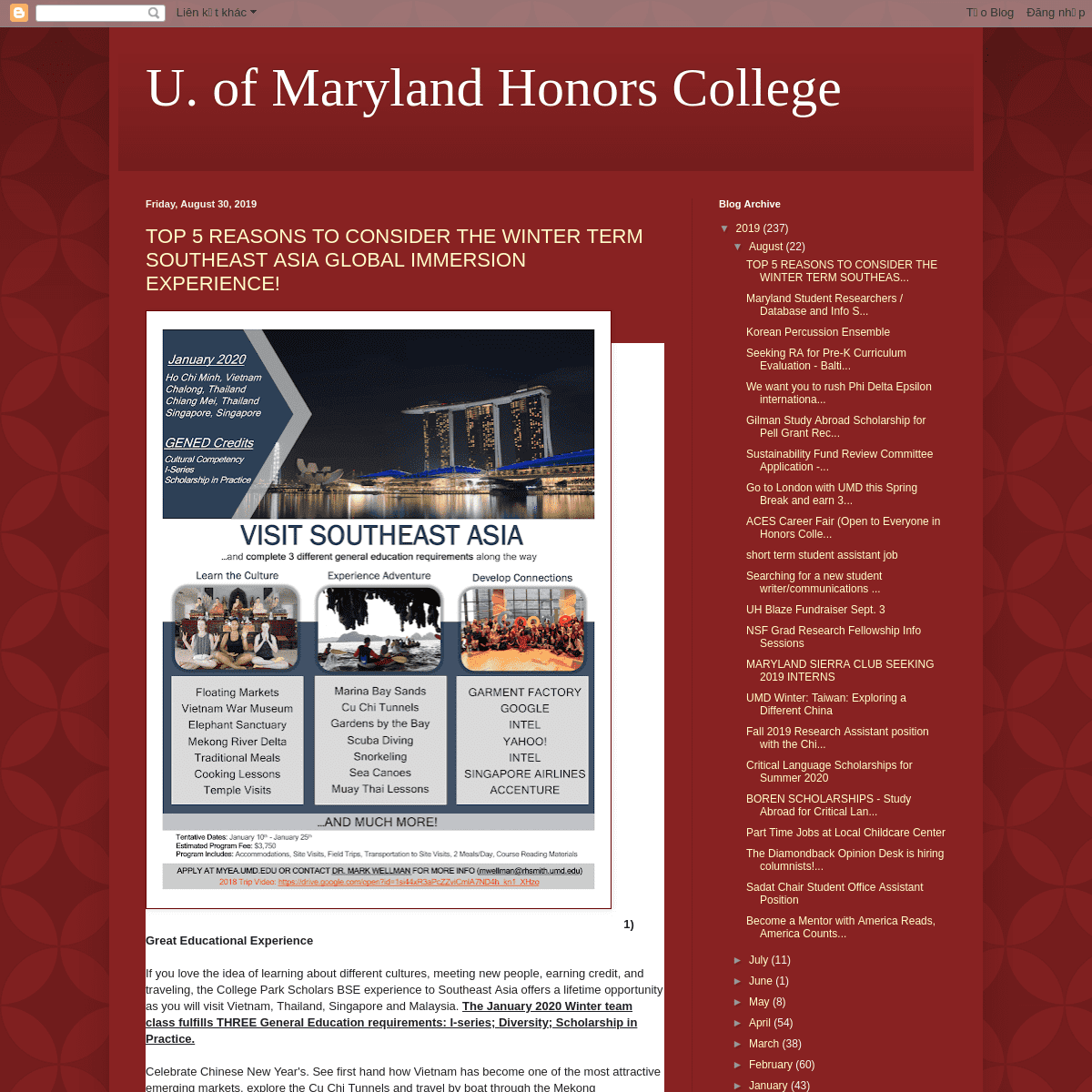 U. of Maryland Honors College