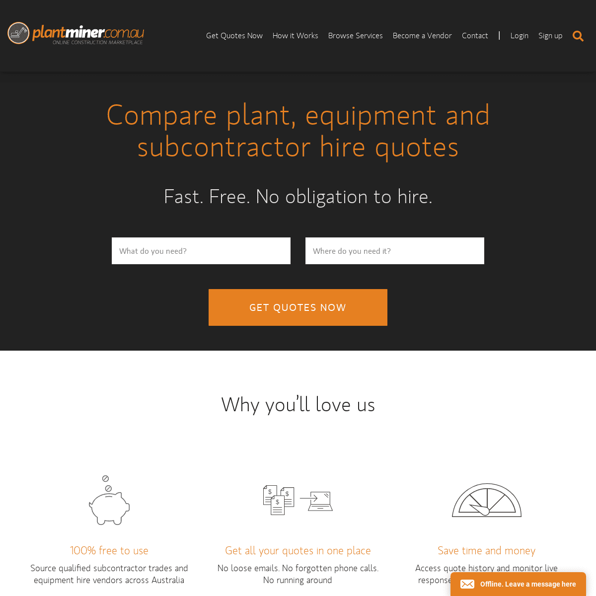 Get quotes for equipment and contractor hire - PlantMiner.com.au