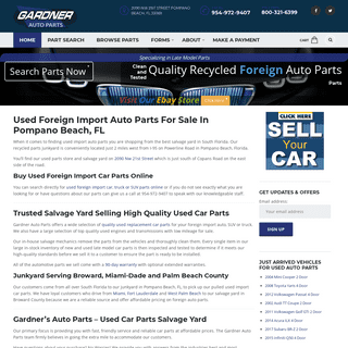 Gardner Auto Parts • Junkyard in Pompano Beach • Foreign Import Auto Parts