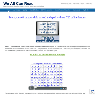We All Can Read – Learn to read and spell anywhere: home, work, even on the bus!