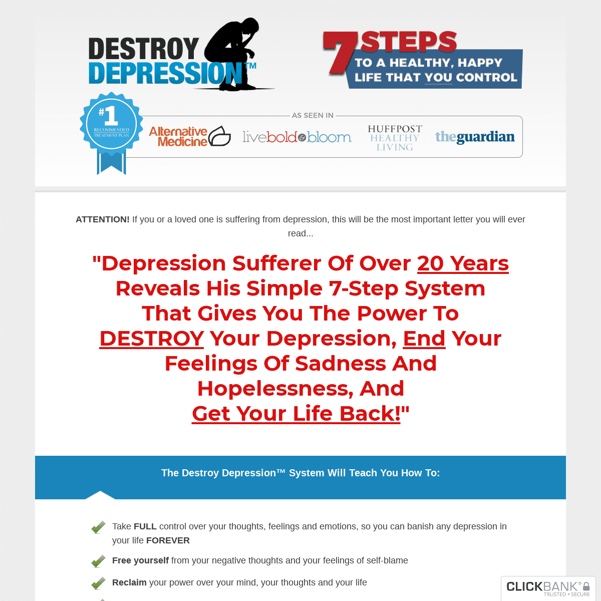 The Destroy Depression™ System - Cure Depression Naturally