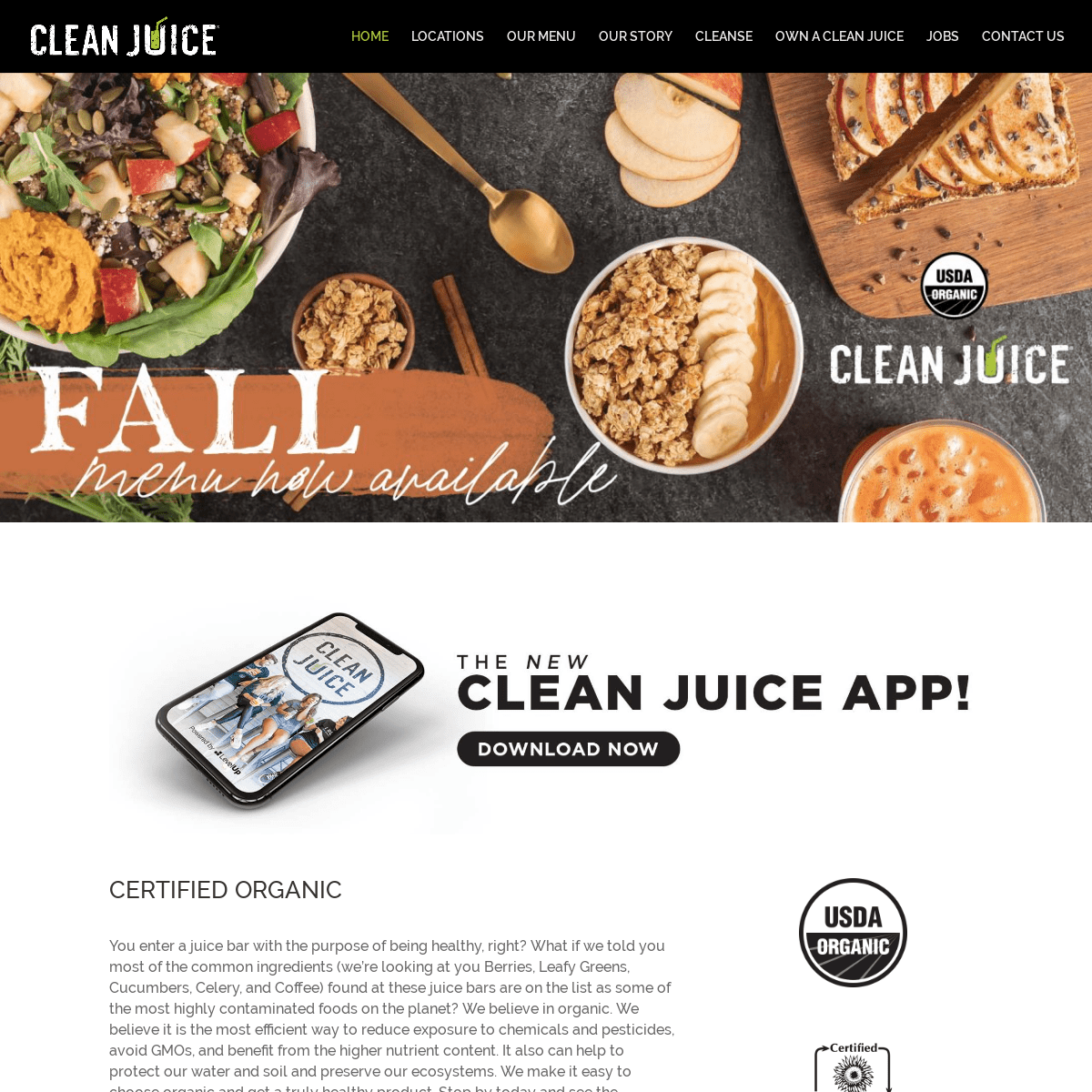 Clean Juice®: 100% Certified Organic Juice Bar