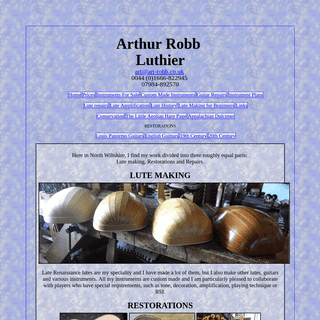 Arthur Robb, Art Robb, Luthier, Lutes, Guitars, Repairs, Restorations, Plans