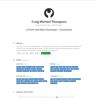 Portfolio of Craig Michael Thompson - a Front-end Web Developer / Consultant