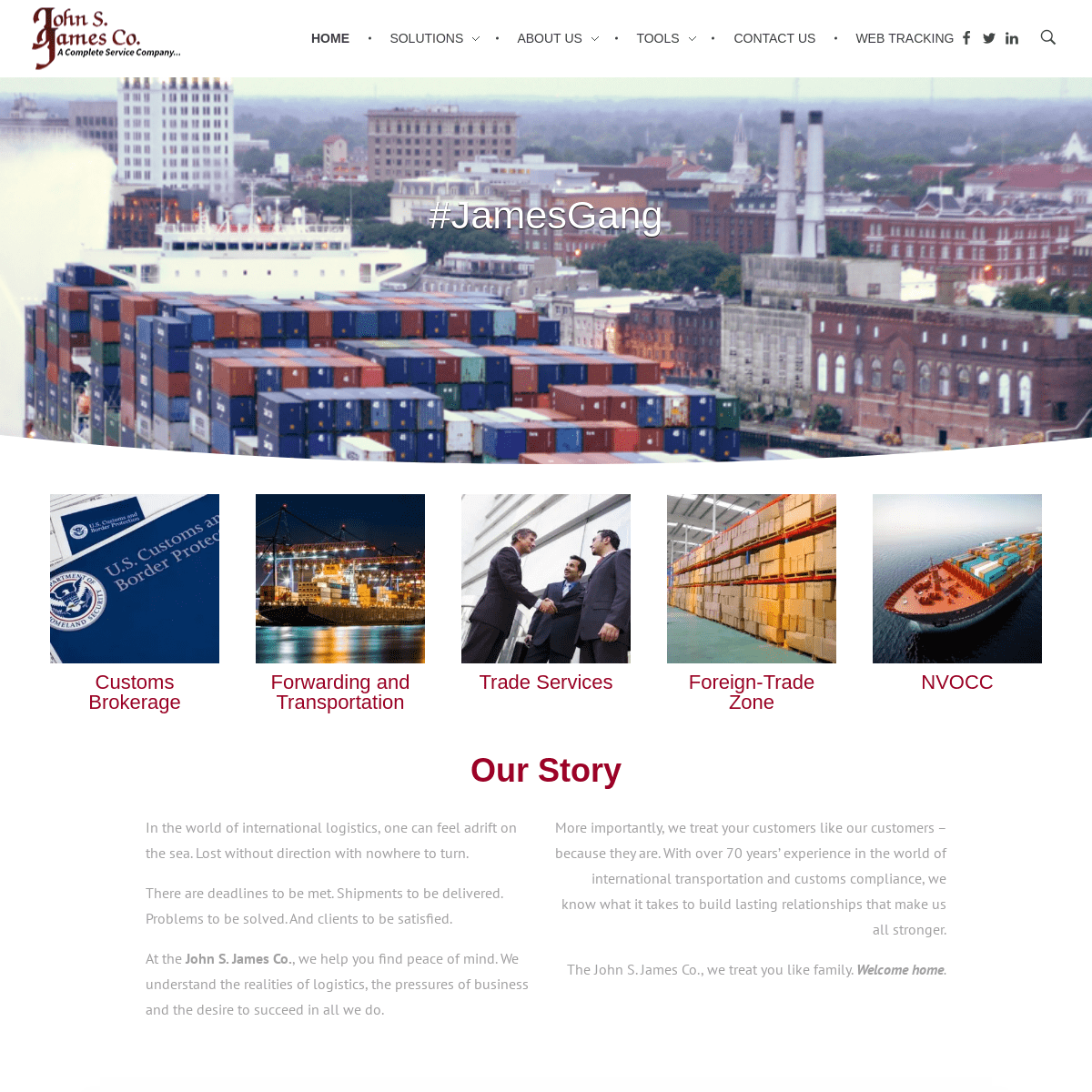 John S. James Co. – Customs House Broker – International Freight Forwarder – Transportation and Logistics Services
