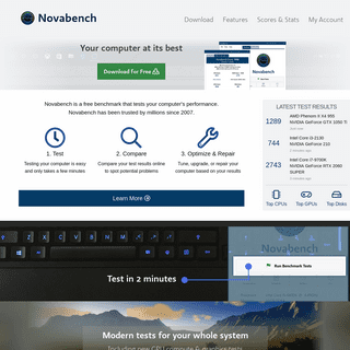 Novabench - Free Computer Benchmark Software