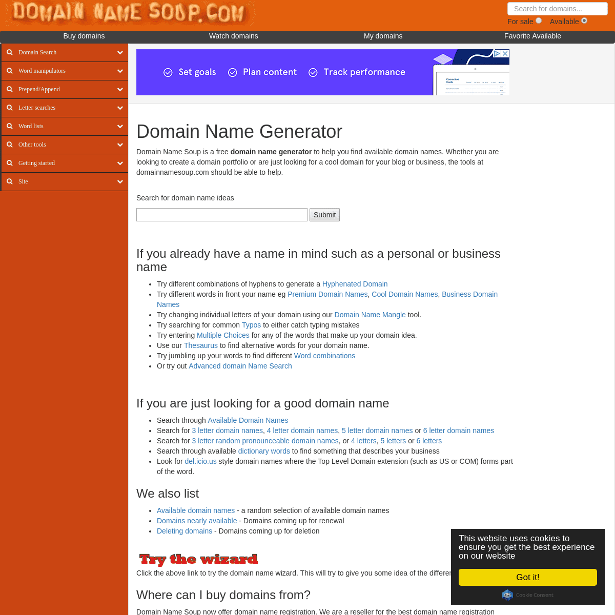 A complete backup of domainnamesoup.com