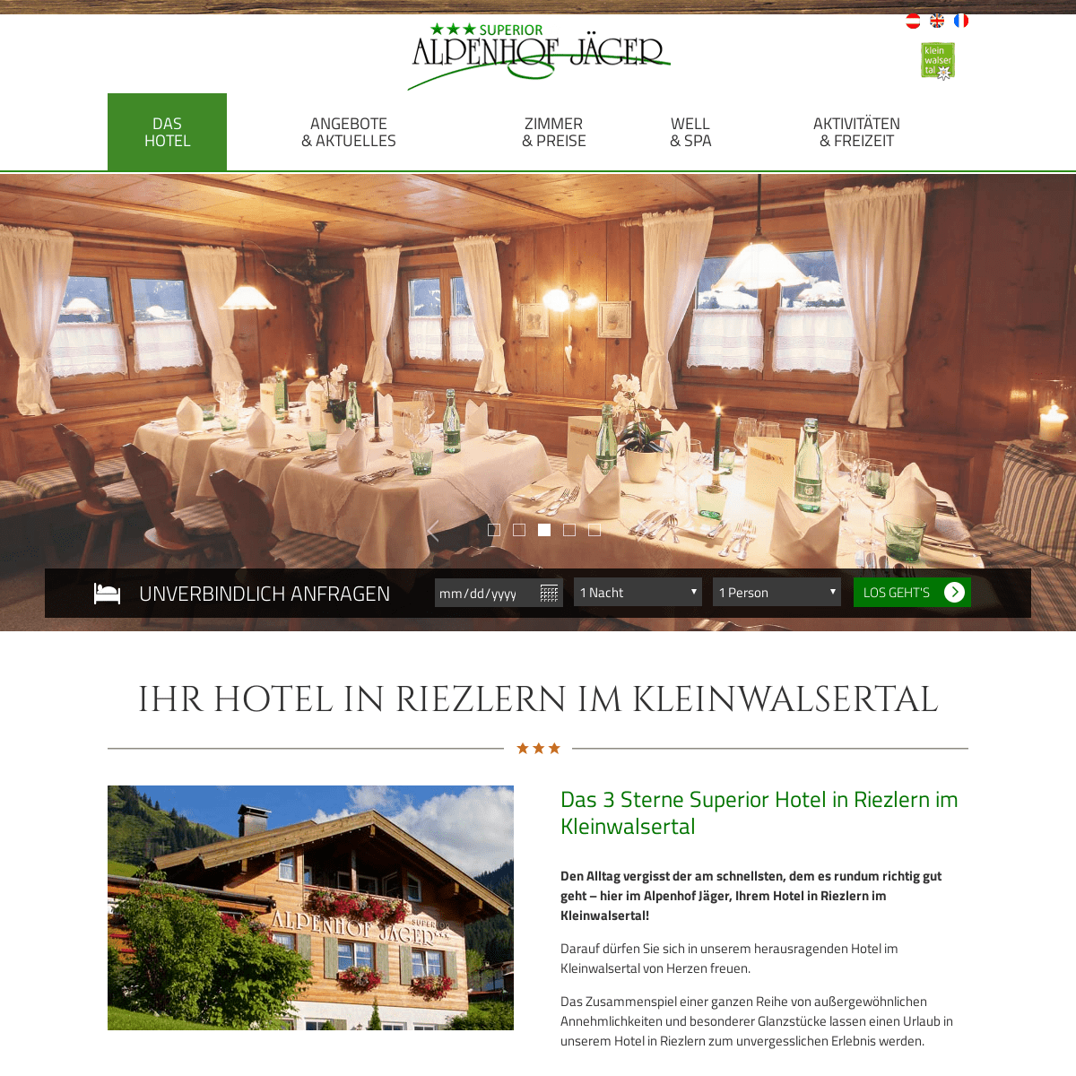 Hotel in Riezlern im Kleinwalsertal | Alpenhof Jäger