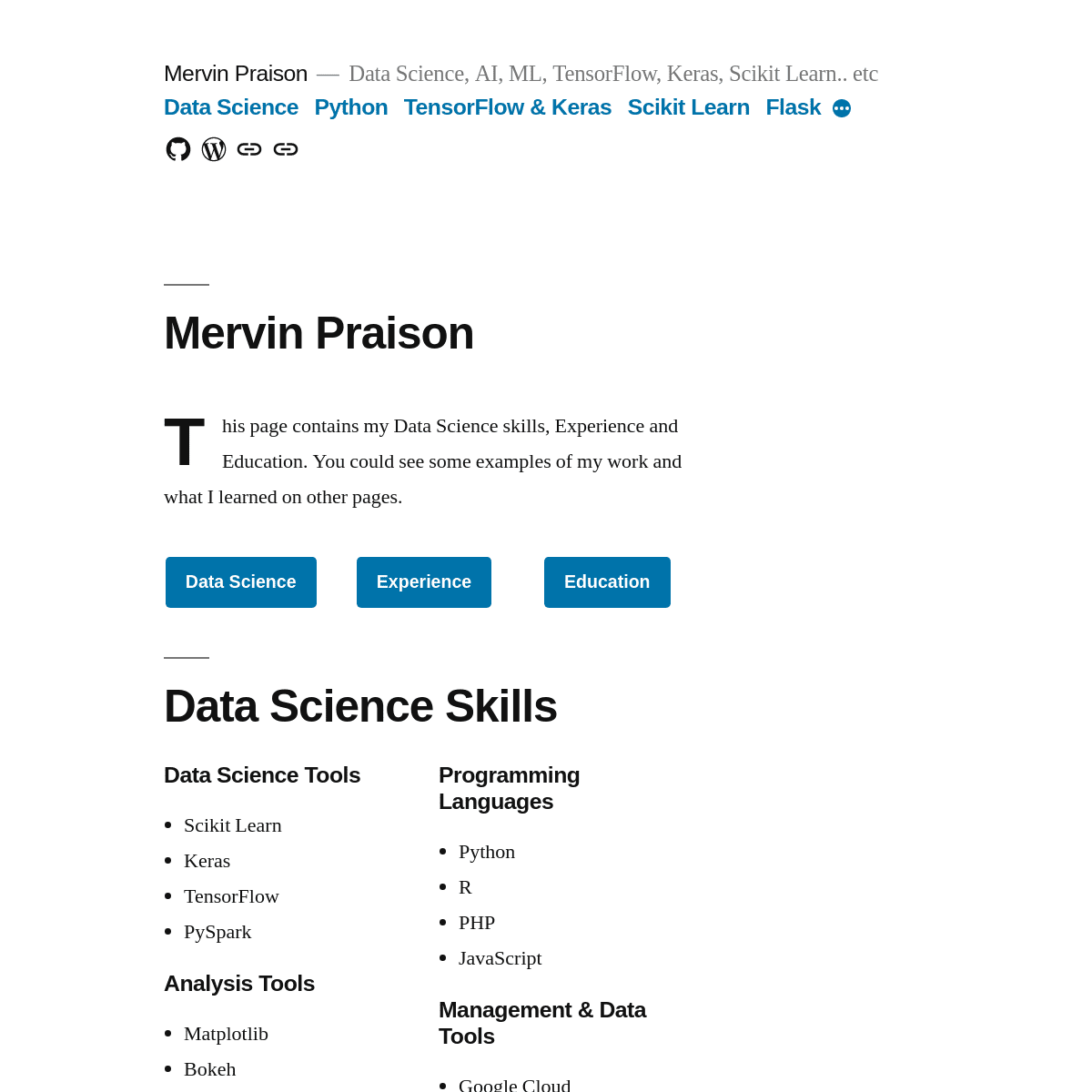 Mervin Praison – Data Science, AI, ML, TensorFlow, Keras, Scikit Learn.. etc