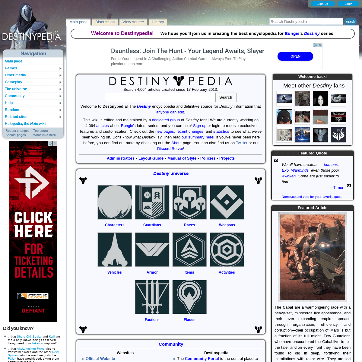 Destinypedia, the Destiny encyclopedia
