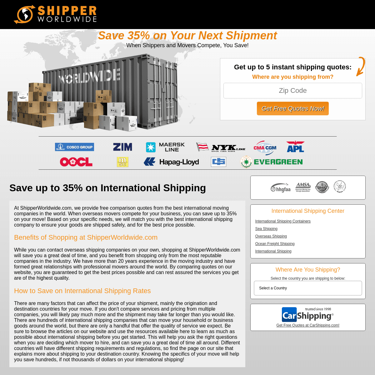  Save up to 35% on International Shipping - Shipper Worldwide 