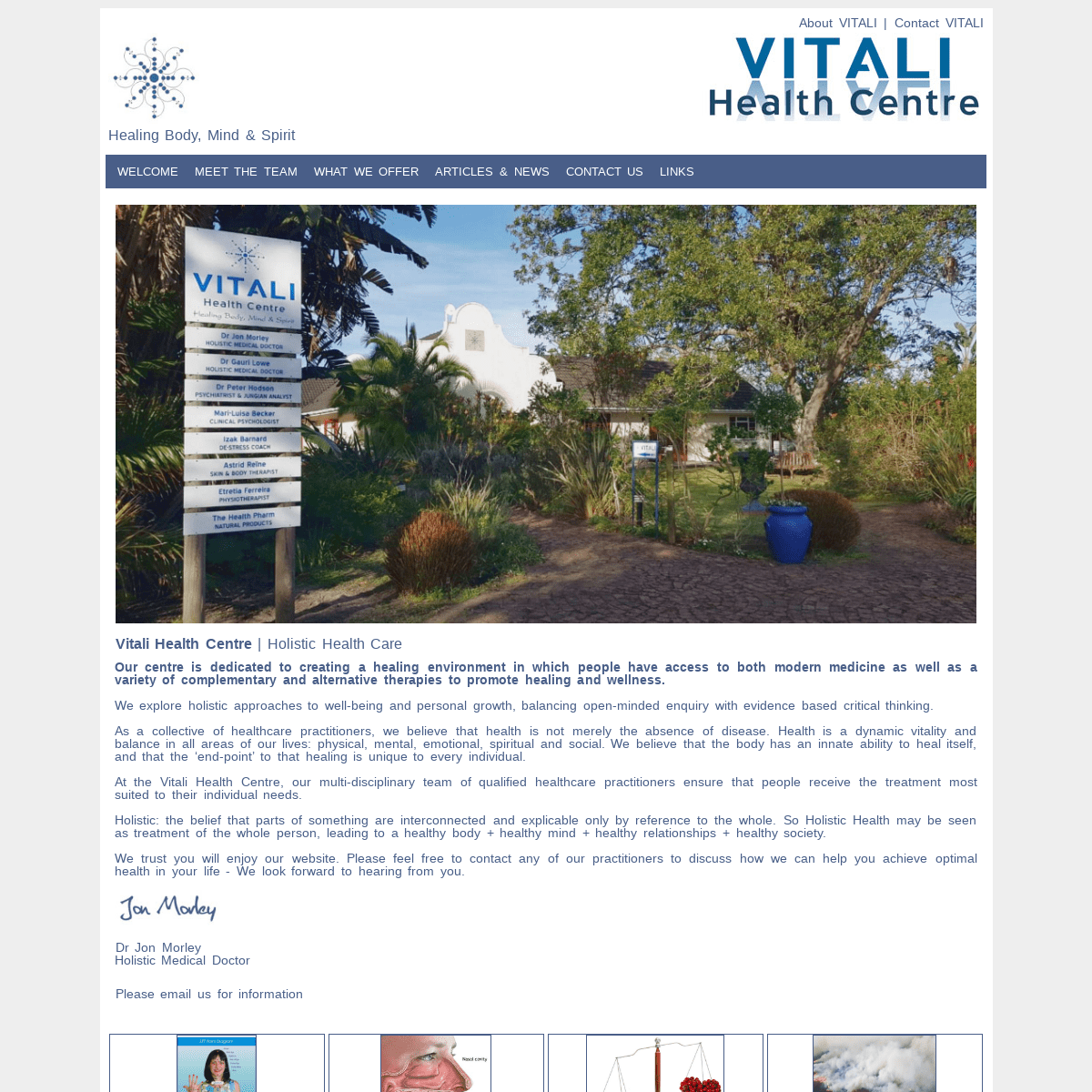 VITALI Health Centre - Dr Jon Morley and the team of Holistic Health care practitioners