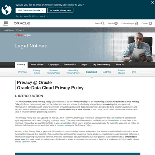 Oracle Marketing Cloud and  Data Cloud Privacy Policy | Oracle