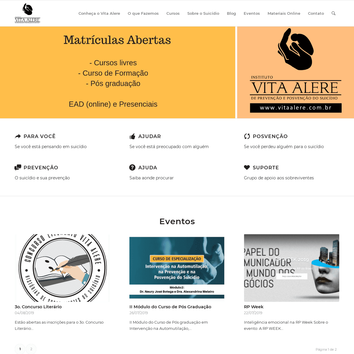 Homepage - Instituto Vita Alere de Prevenção e Posvenção do Suicídio