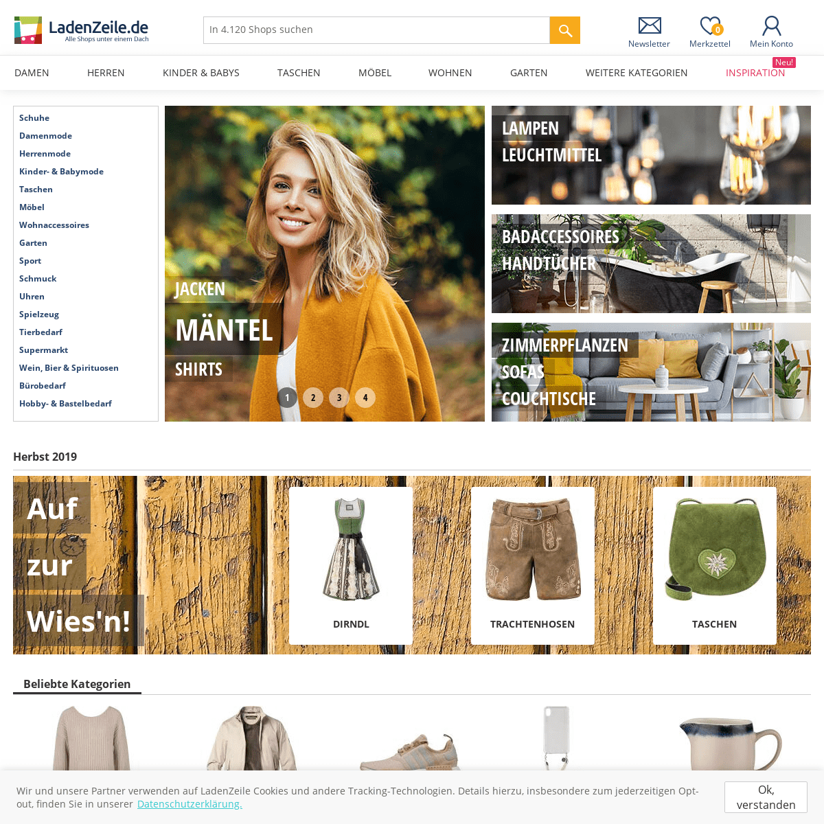 LadenZeile.de: Online-Shops für günstige Mode und Möbel