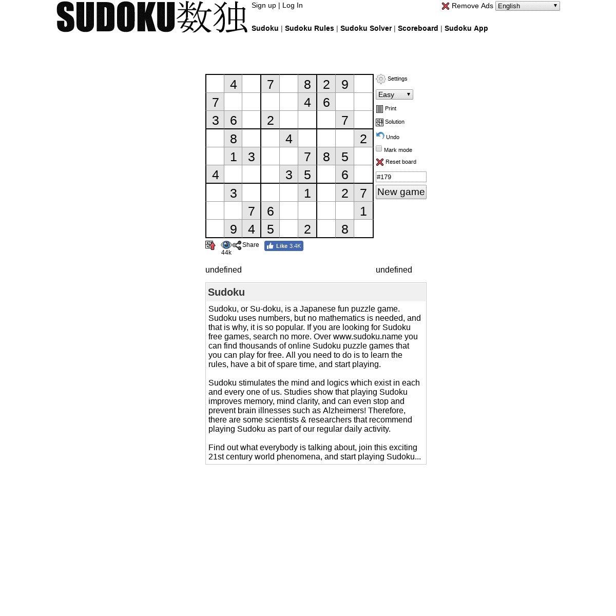 Sudoku Free Games - Play, Print & Share Free Sudoku Online puzzles