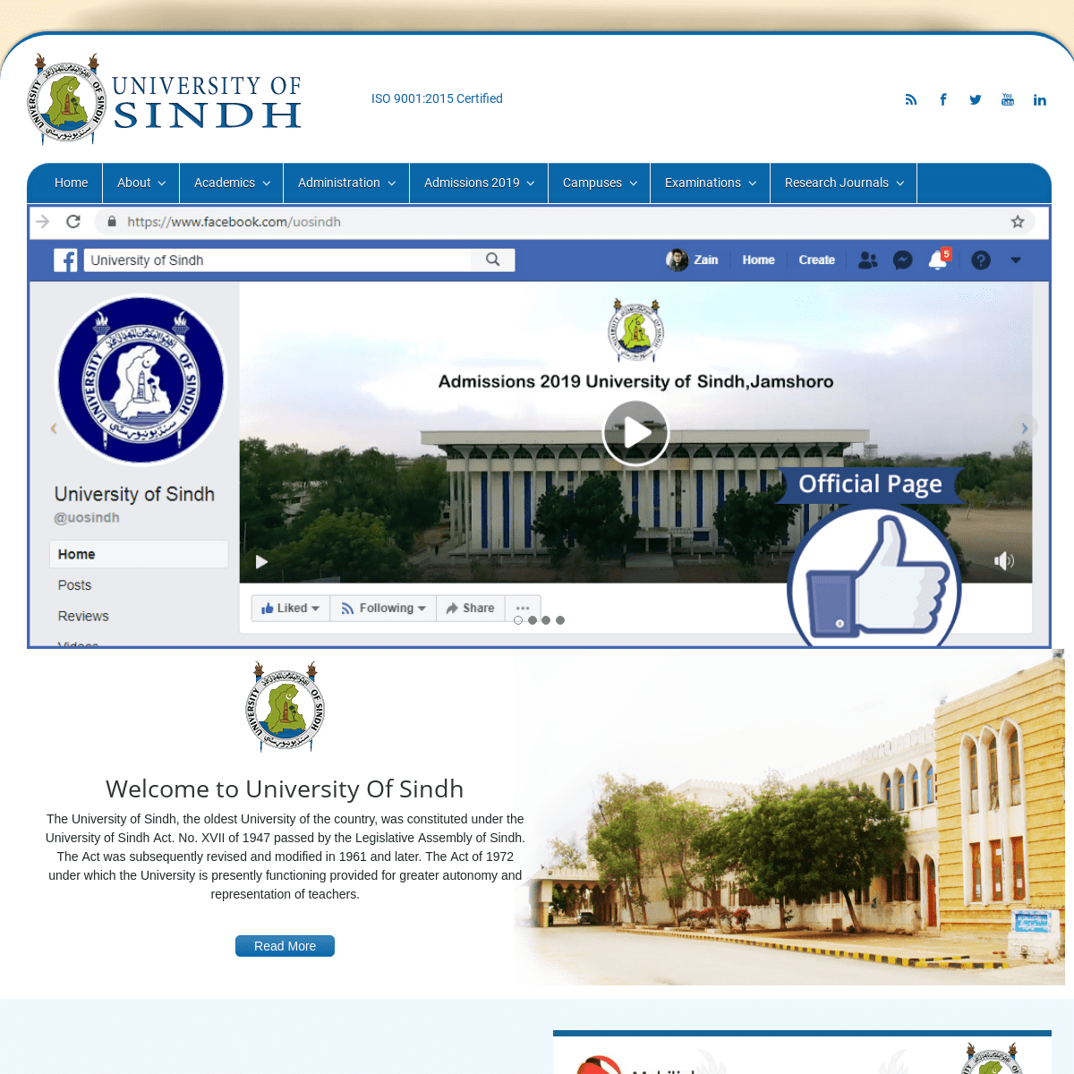 University of Sindh Jamshoro – ISO 9001:2015 Certified