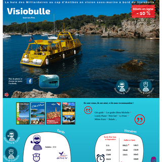 Vision sous-marine au cap d'Antibes, baie des Milliardaires. Promenade en mer à bord du Visiobulle.