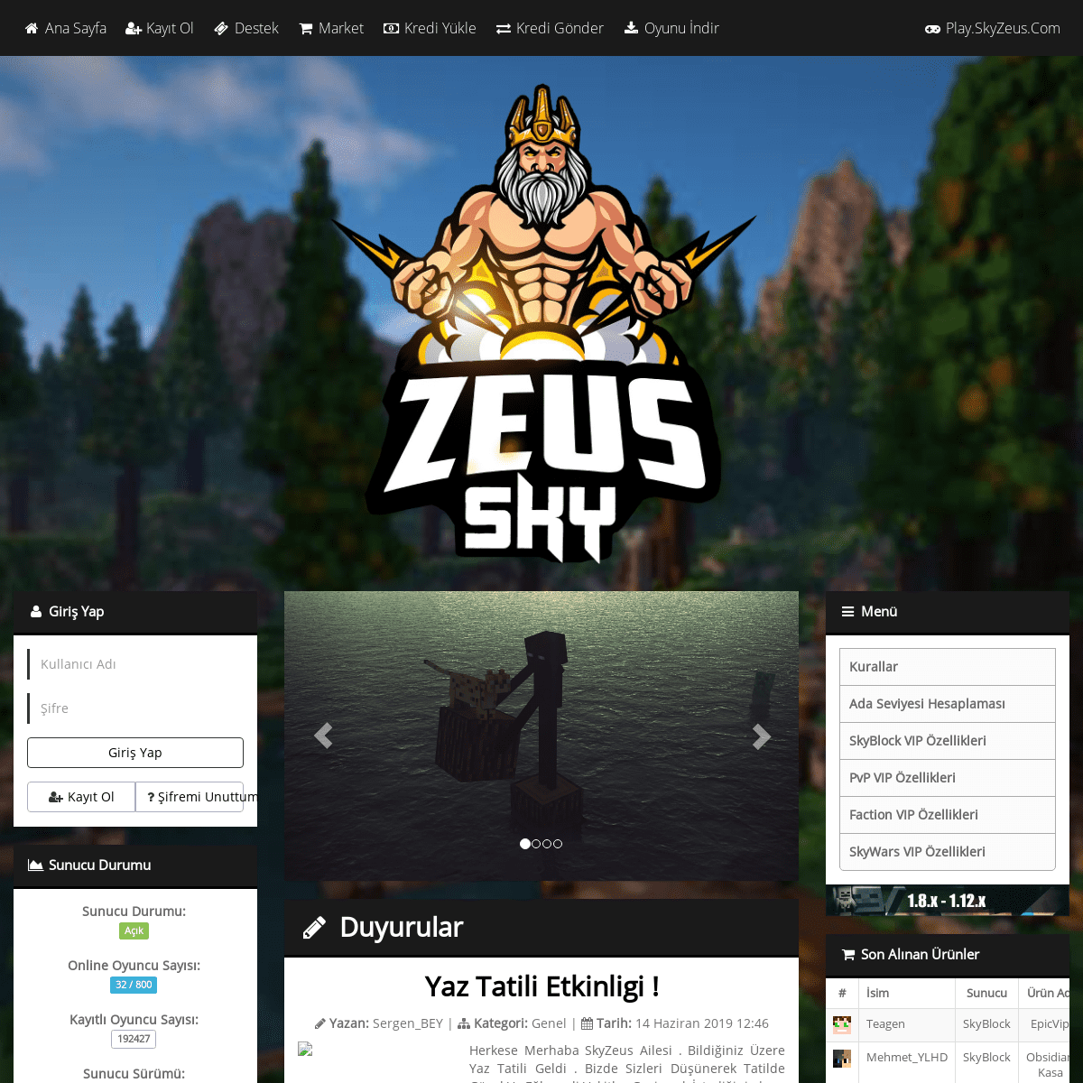SkyZeus | MineCraft Hub Server