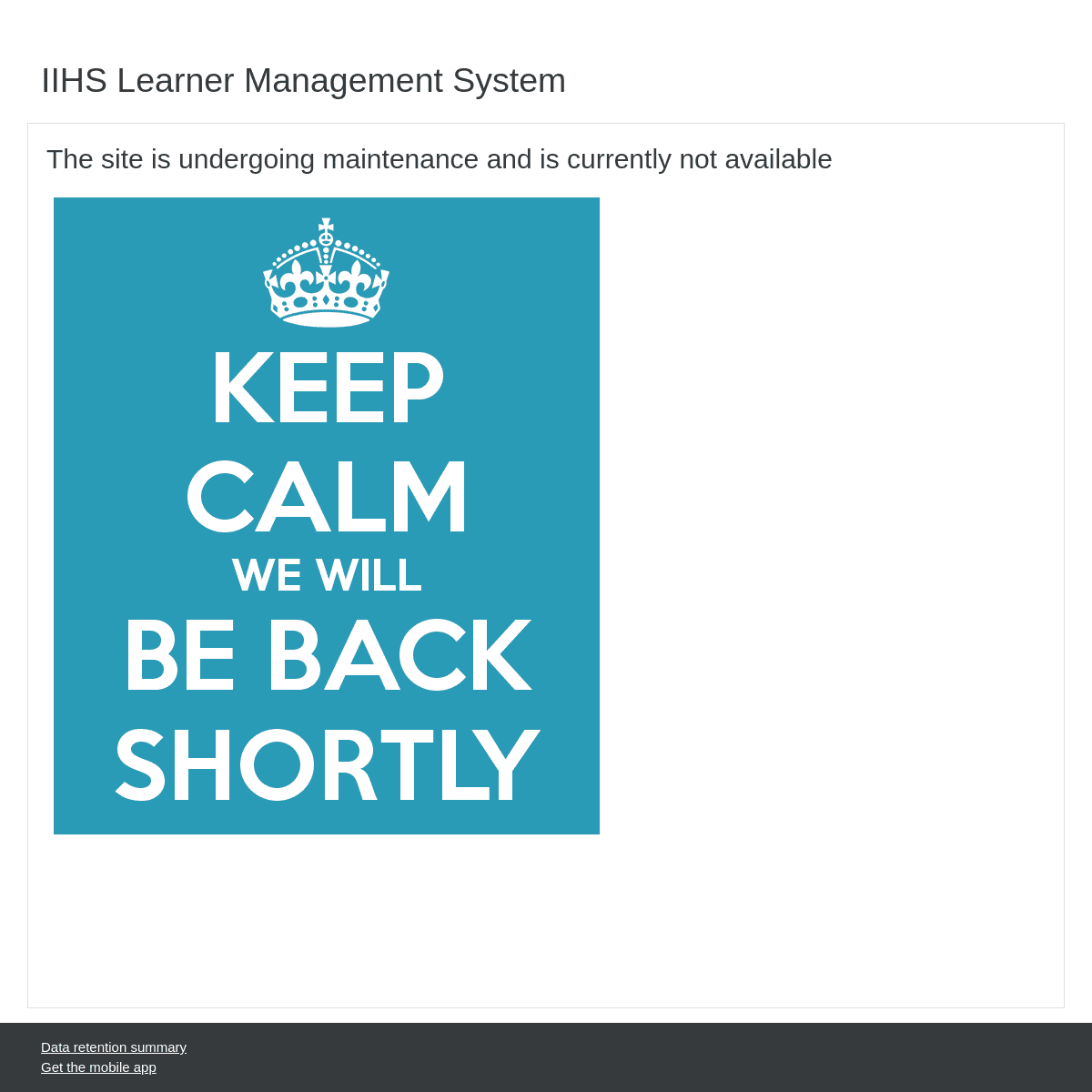 IIHS Learner Management System - In maintenance mode