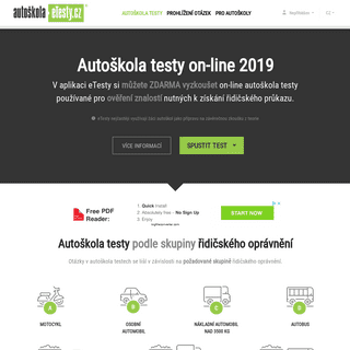 Autoškola testy - eTesty online, 2019