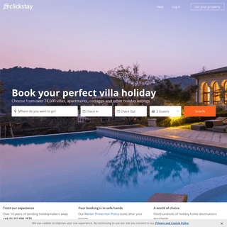 Villas, apartments, cottages & holiday lettings | Clickstay