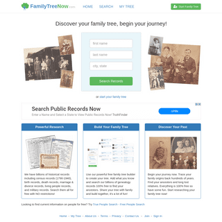100% Free Family Tree and Genealogy Research - FamilyTreeNow.com