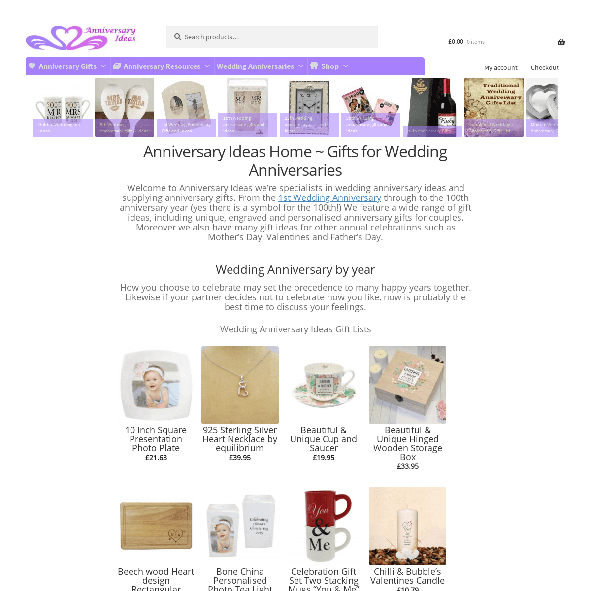 Anniversary Ideas Home Page ~ Gifts for Wedding Anniversaries