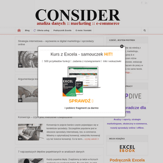 CONSIDER.pl - marketing i analiza danych - poznaj marketing efektywnościowy, e-commerce, zarządzanie projektami