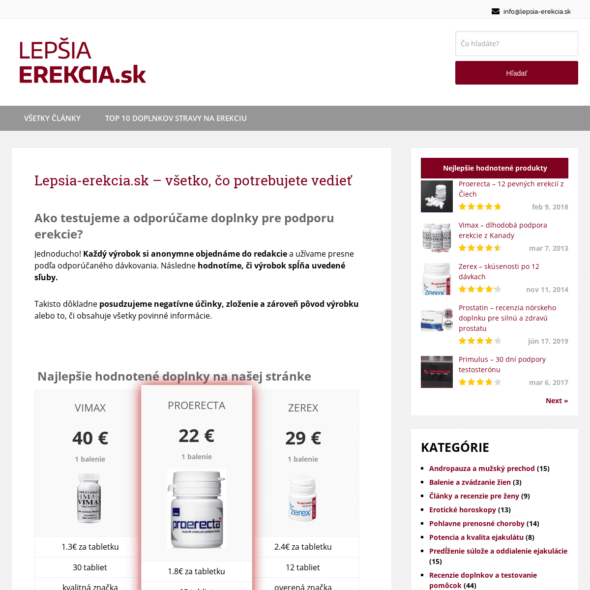 Lepšia-erekcia.sk | Recenzie produktov pre zlepšenie erekcie