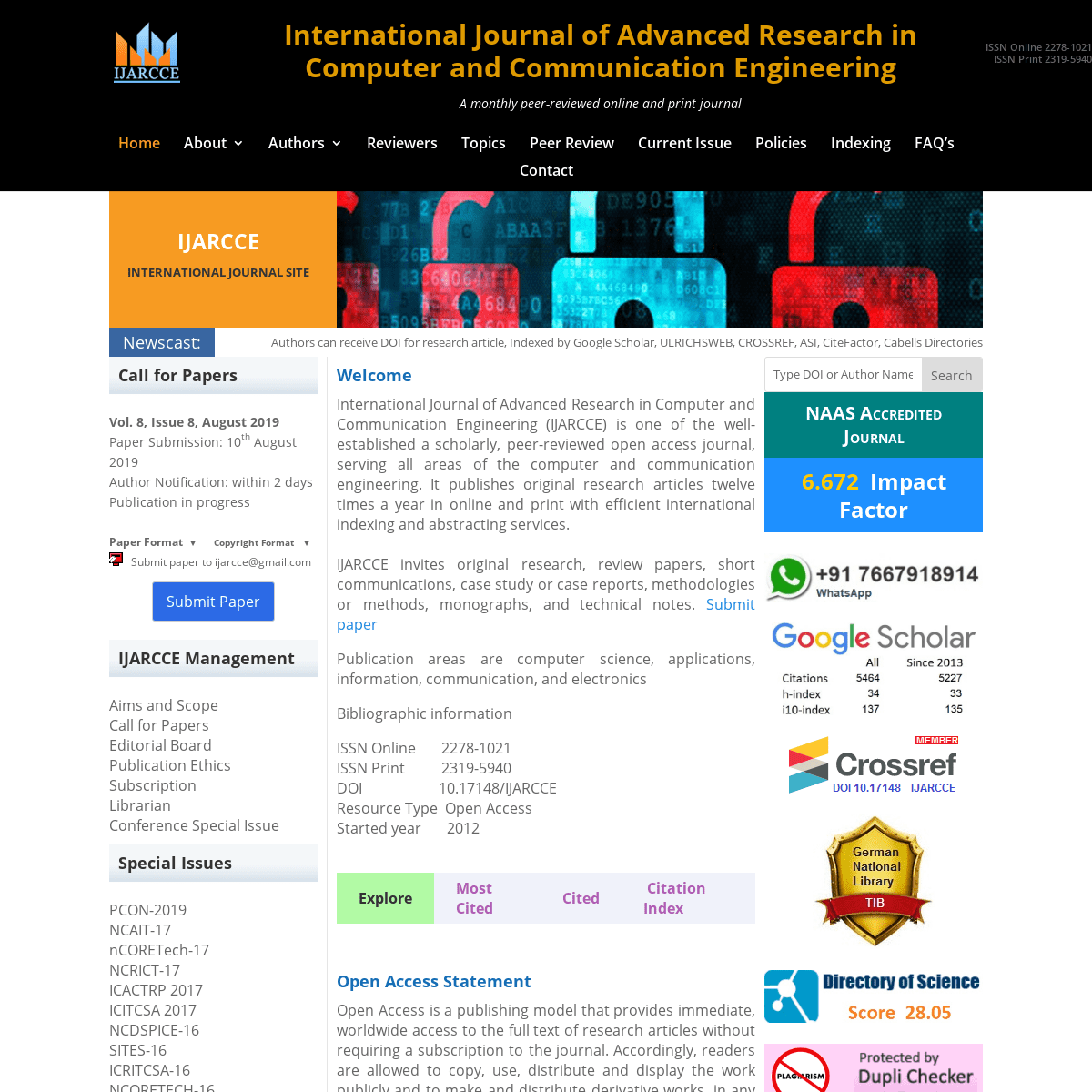IJARCCE - A Monthly Peer-reviewed Online Journals
