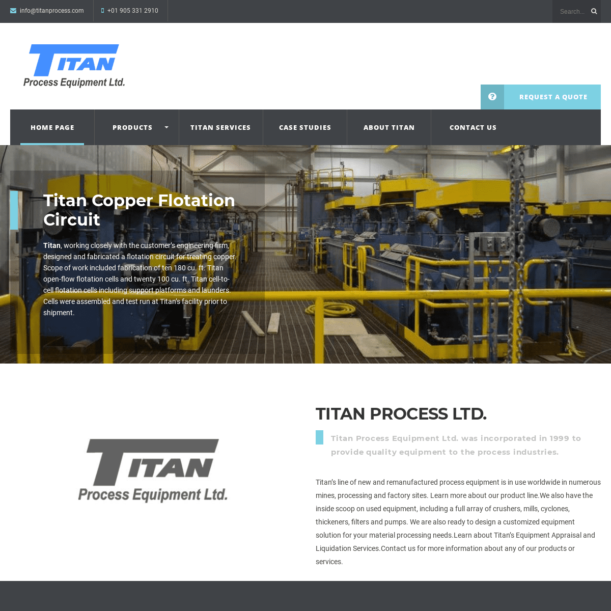 Titan Process Equipment Ltd. | Titan Process Equipment is a manufacturer of mineral processing equipment from lab/pilot plant sc