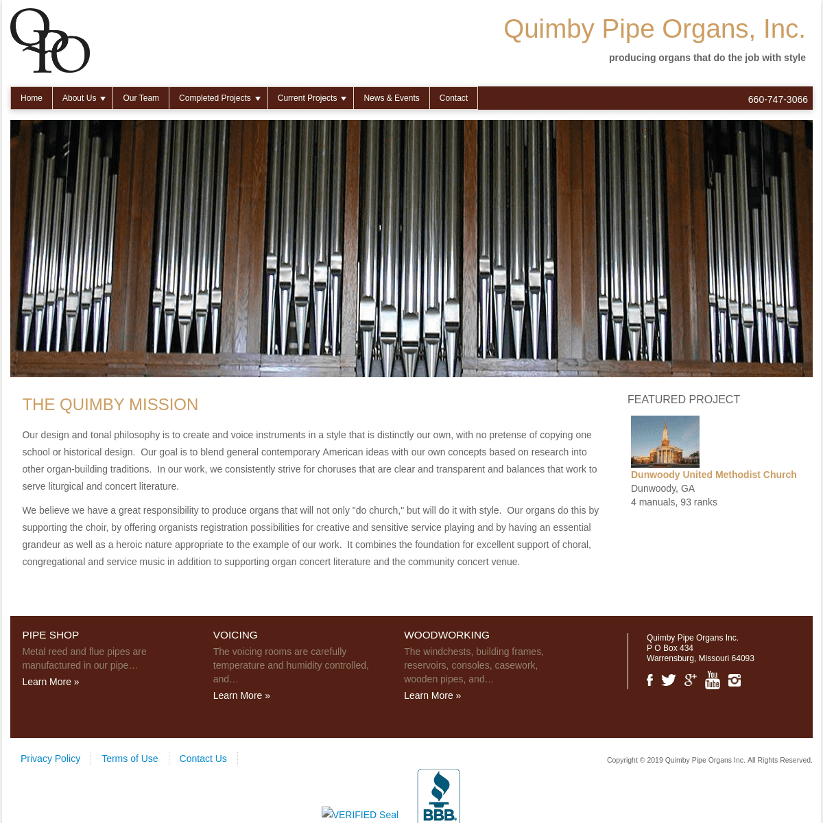 Producing both new and rebuilt organs that do the job with style. - Quimby Pipe Organs