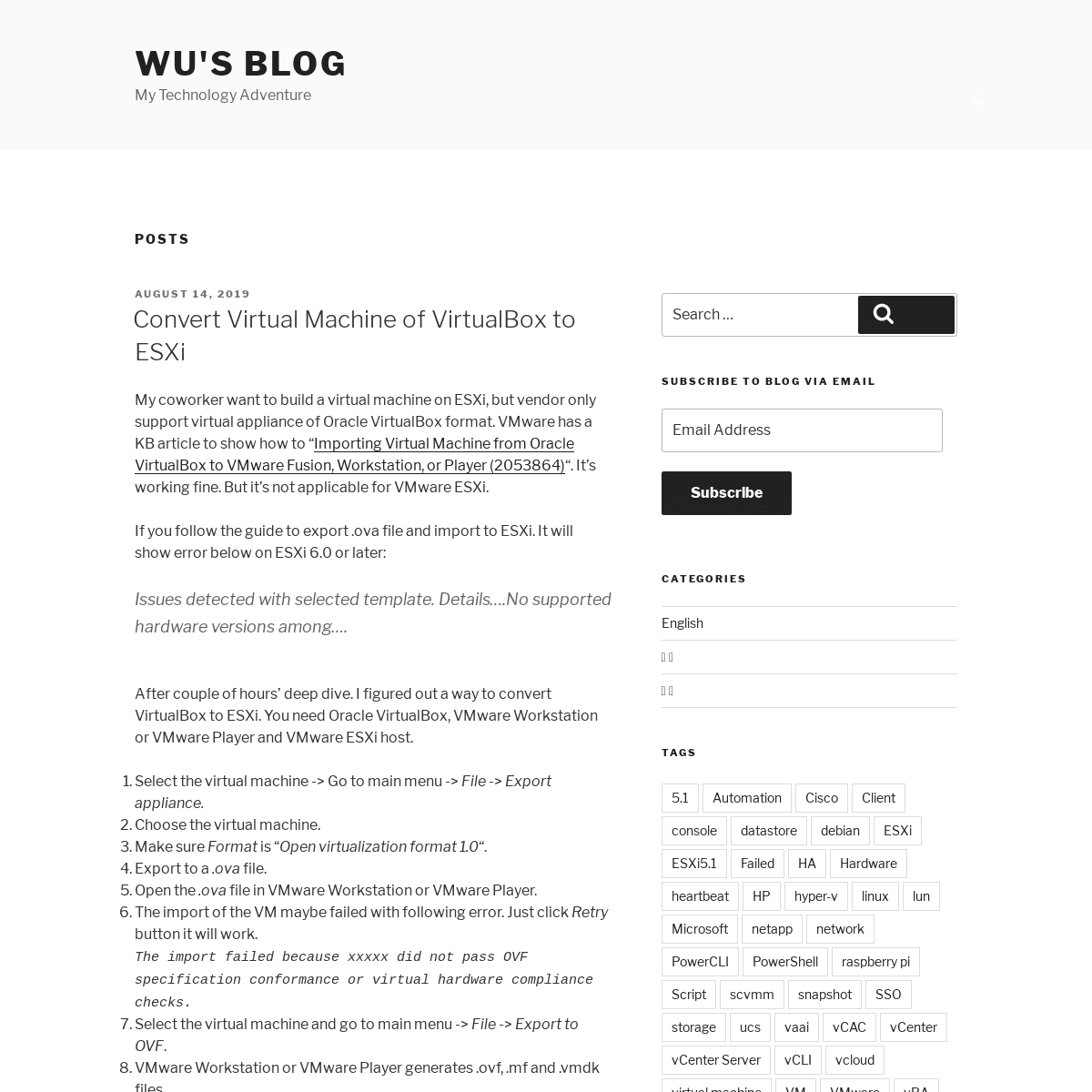 Wu's Blog - My Technology Adventure