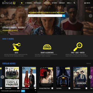 BingeU - Free Streaming Discovery Engine to find and watch all movies and TV shows online